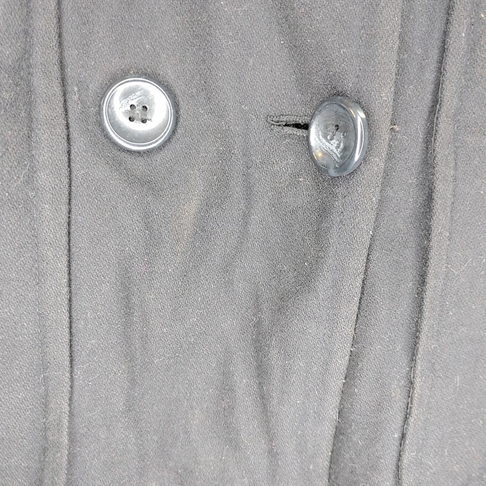 Steve Madden Double Breasted Black Wool Trenchcoat - Picture 6 of 13